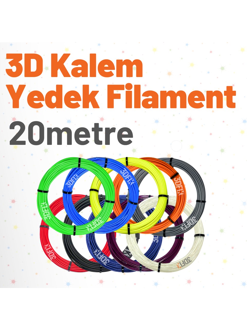 3D Kalem Yedek Filament Seti 10 Renk PLA